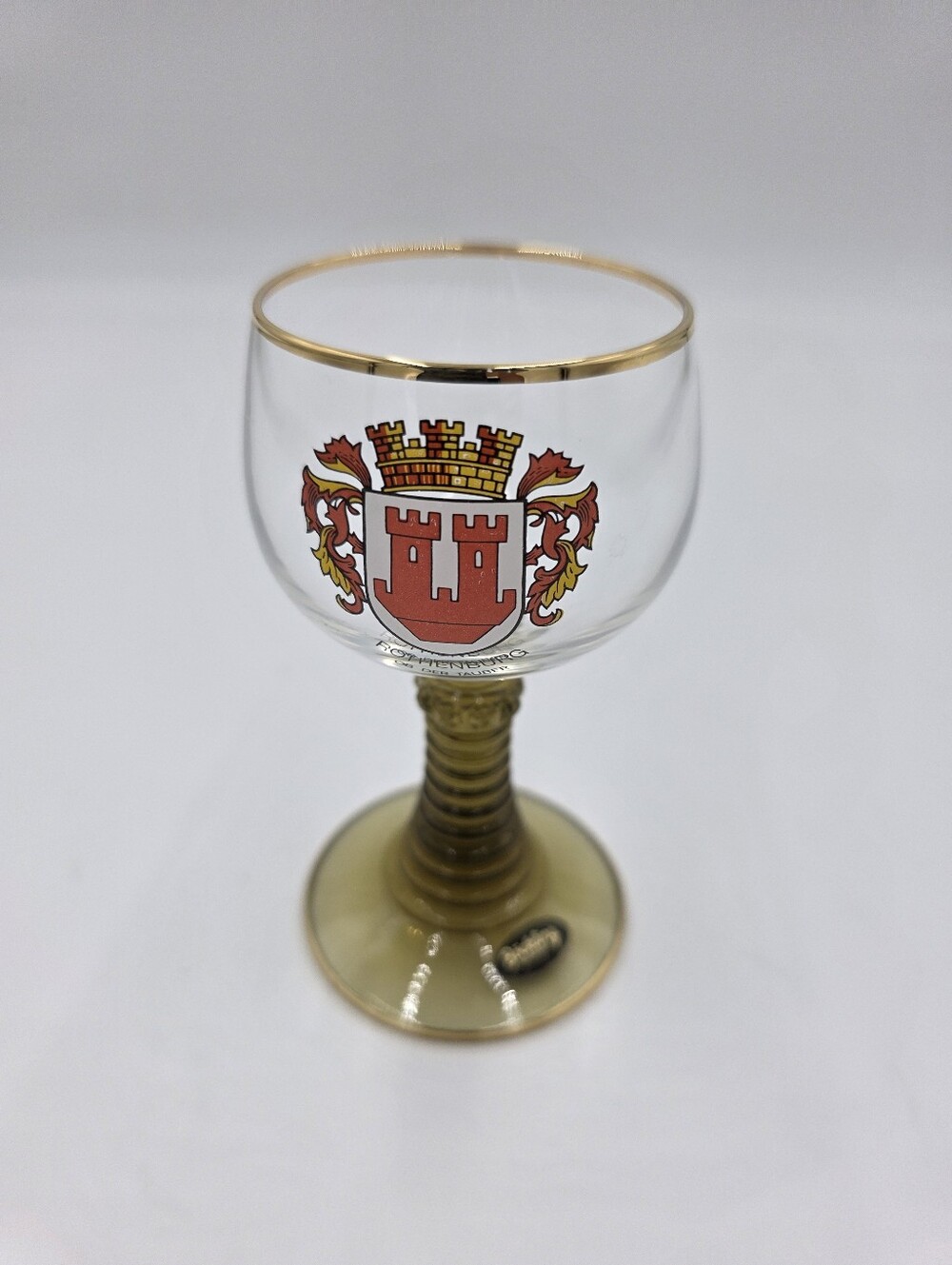 Gold-Rimmed Rothernburg Goblet with Red Crest - Home Dining Drinkware